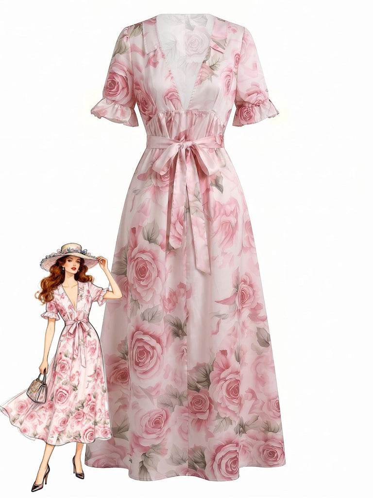 Pale Pink 1930s Vintage Retro Dress