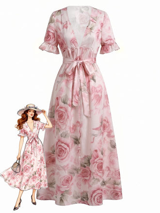 Pale Pink 1930s Vintage Retro Dress