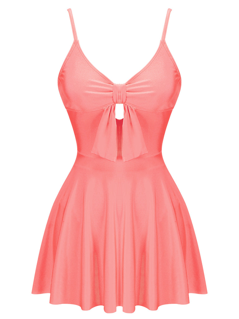 Pink 1940s Bow Strap One-piece Swimsuit — vintage elegance for the modern woman