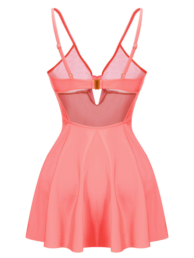 Pink 1940s Bow Strap One-piece Swimsuit — vintage elegance for the modern woman