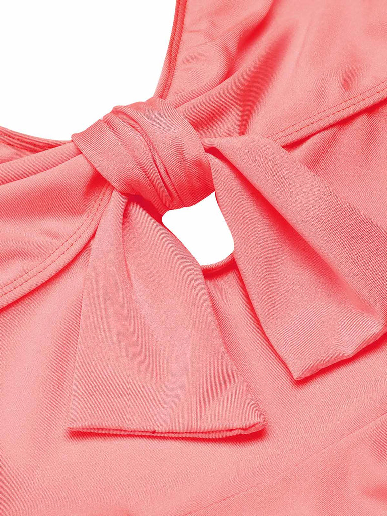 Pink 1940s Bow Strap One-piece Swimsuit — vintage elegance for the modern woman