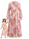 Pink 1950s Floral Belted Vintage Dress 2