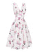 This Pink 1940s Deep V-Neck Chiffon Rose Dress wraps her in 1940s elegance, one twirl at a time