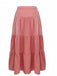 Pink 1940s Denim Button-Down Tiered Maxi Skirt - vintage skirt, retro style, elegant red