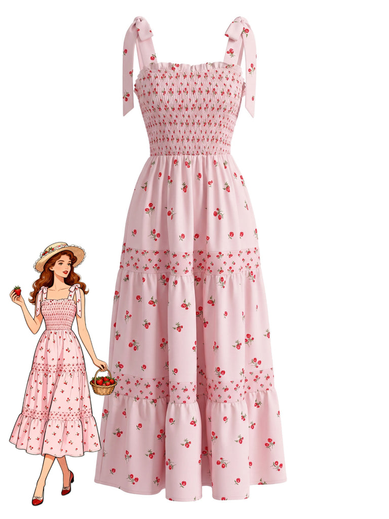 Elegant Pink 1940s Vintage Floral Dress 1