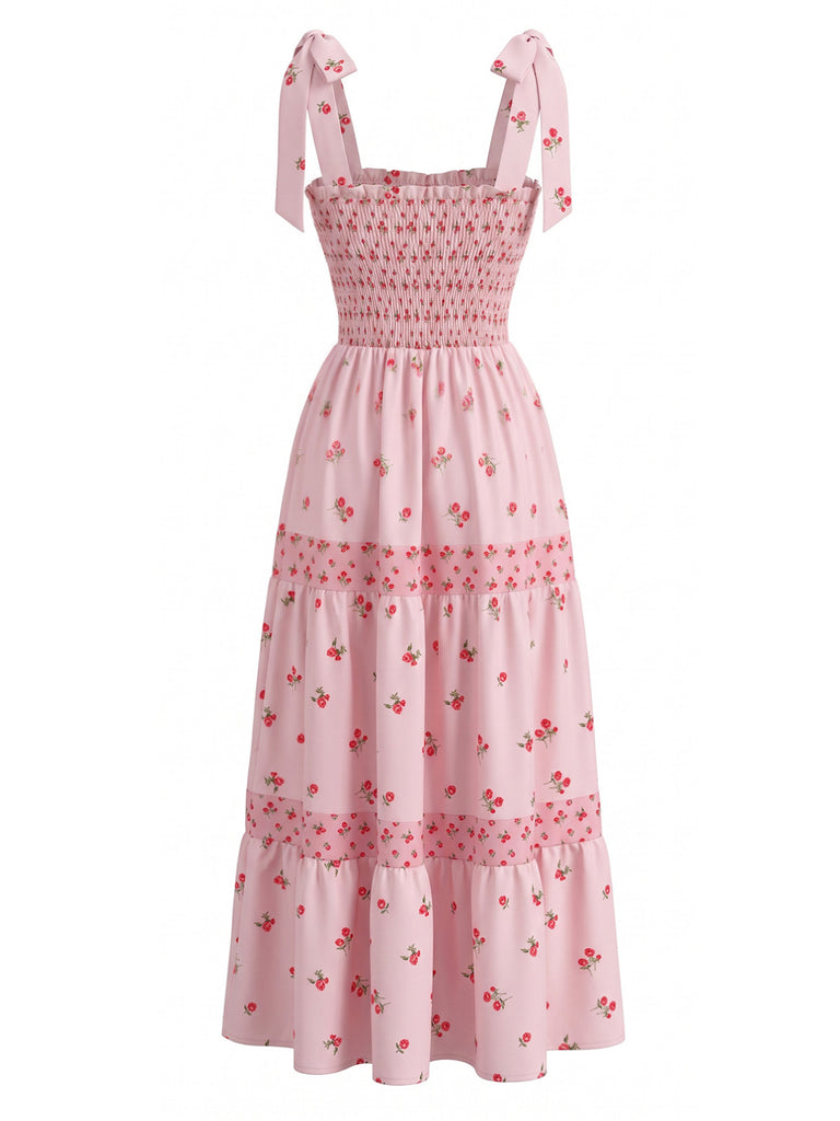 Elegant Pink 1940s Vintage Floral Dress 2