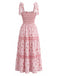 Elegant Pink 1940s Vintage Floral Dress 2