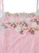 Pink 1940s Floral Lace Spaghetti-Strap Maxi Dress - vintage dress, retro fashion