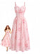 Pink 1940s Square Neck Belted Sweet Holiday Dress, vintage dress, retro fashion - perfect for women who love vintage and retro fashion
