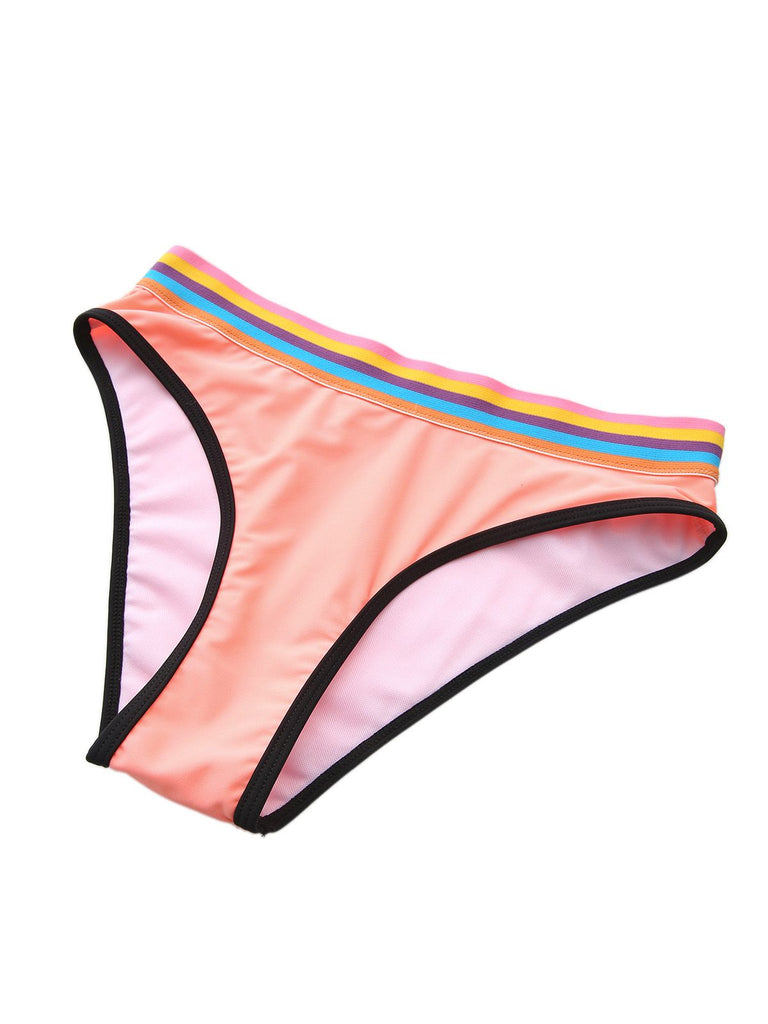 Pink 1940s Rainbow Striped Triangle Bikini Set - vintage fashion, retro style