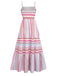 Pink 1940s Rainbow Striped Tube Dress - vintage dress, retro fashion