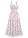 Pink 1940s Rose Strap Lace Patchwork Dress - vintage dress, retro fashion