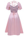 Pink 1940s Solid Puff Sleeve Tie Back Dress, vintage dress, retro fashion - perfect for women who love vintage and retro fashion
