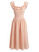 Pink 1940s Square Neck Ruffle Dress 2
