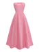 Pink 1940s Strapless Bow Midi Dress 2