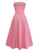 Pink 1940s Strapless Bow Midi Dress 6