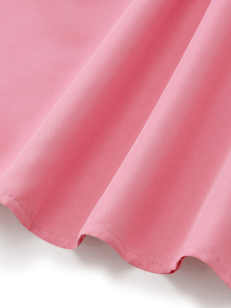 Pink 1940s Strapless Bow Midi Dress 4