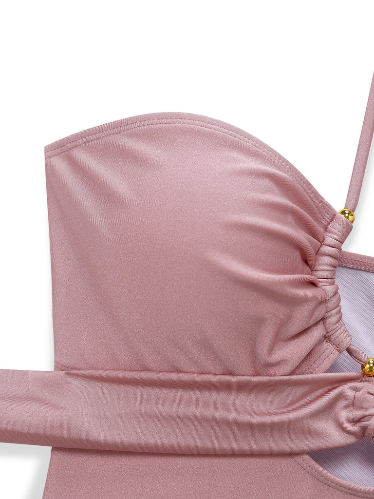 Pink 1940s Vintage One Piece Swimsuit, vintage swimsuit, pin-up swimwear - perfect for women who love vintage and retro fashion
