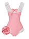 She's wearing Pink 1950s Bowknot Lapel One-Piece Swimsuit and the whole beach remembers the 1950s