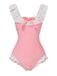 Pink 1950s Bowknot Lapel One-Piece Swimsuit: 1950s Riviera elegance, reimagined for her