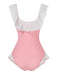 Pink 1950s Bowknot Lapel One-Piece Swimsuit — because 1950s glamour never goes out of style