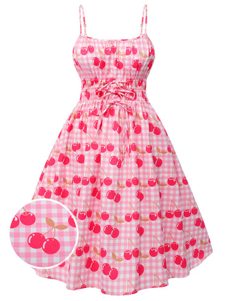 Pink 1950s Cherry Spaghetti Strap Dress, vintage dress, retro fashion, rockabilly, pin-up fashion - perfect for women who love vintage and retro fashion