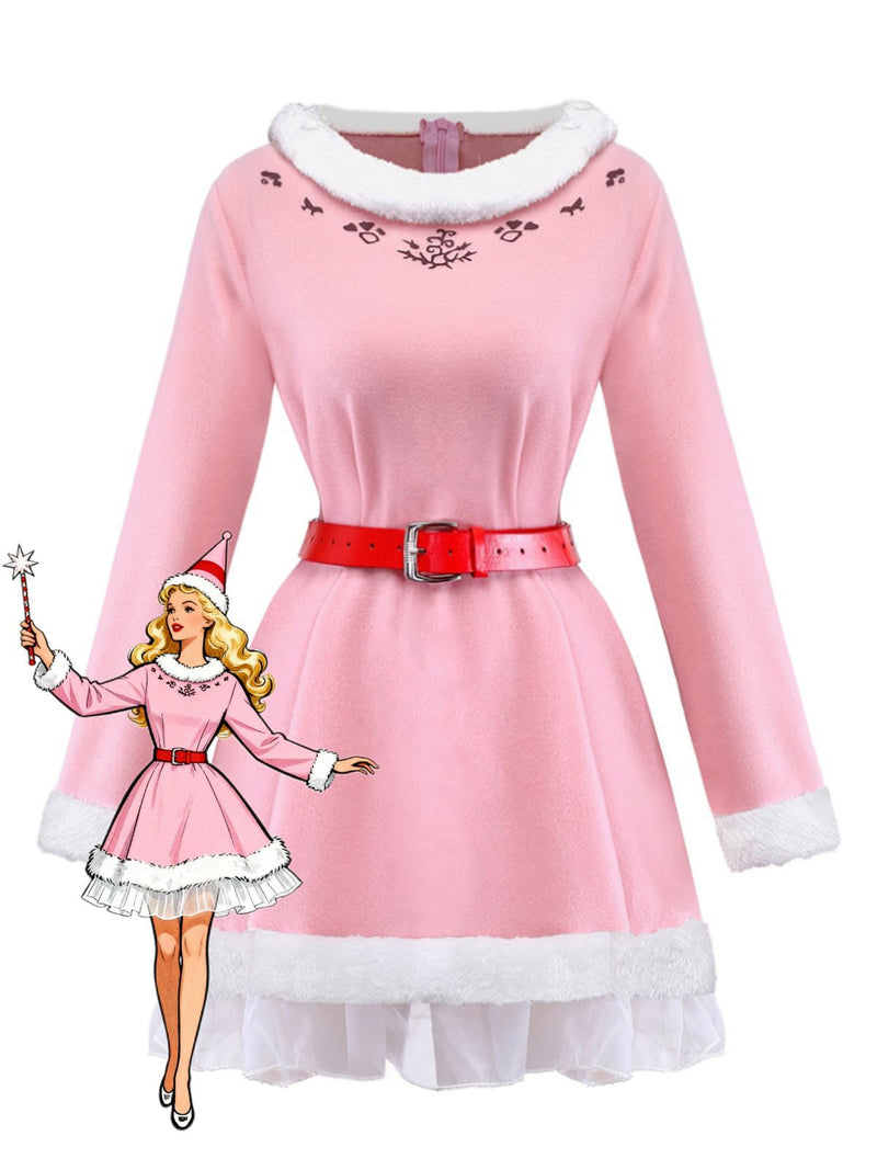 Pink Elf Christmas Elf Fancy Dress Ladies Pink Christmas Elf Costume Set For Women 5-Piece Pink Elf Christmas Elf Fancy Dress Ladies Pink Christmas Elf Costume Set For Women 5-Piece