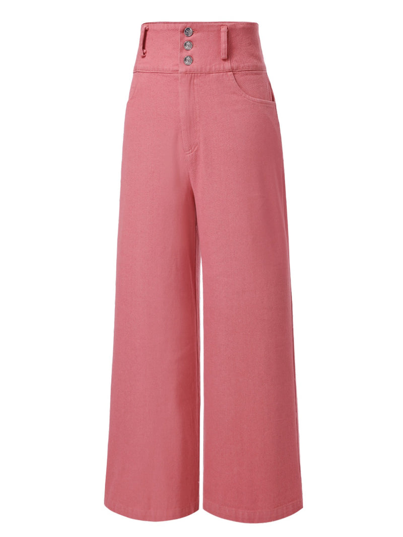 Pink-1950s-Cotton-Rose-Button-
