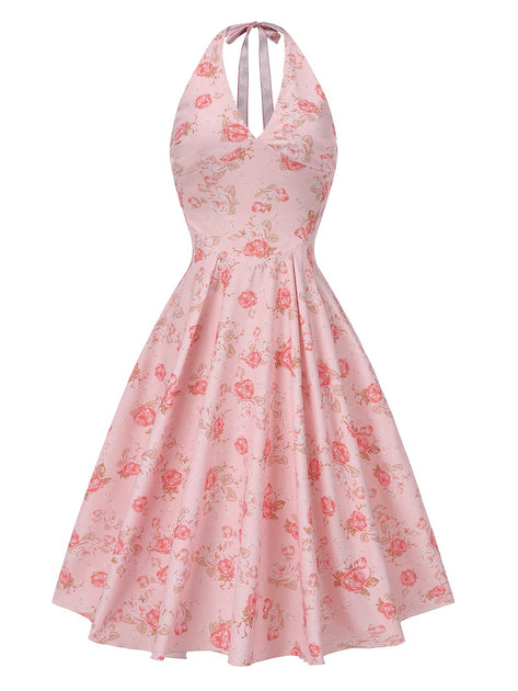 halter neck 50s dress Pink 1950s Floral V-Neck Size:4-tall 9% Nylon stories Gymboree Girls' Tie Front