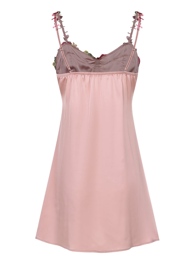 Pink 1950s Flower Embroidered Suspender Nightgown, vintage fashion, retro style - perfect for women who love vintage and retro fashion