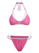 Peach Pink 1960s Plaid Bikini Set 7