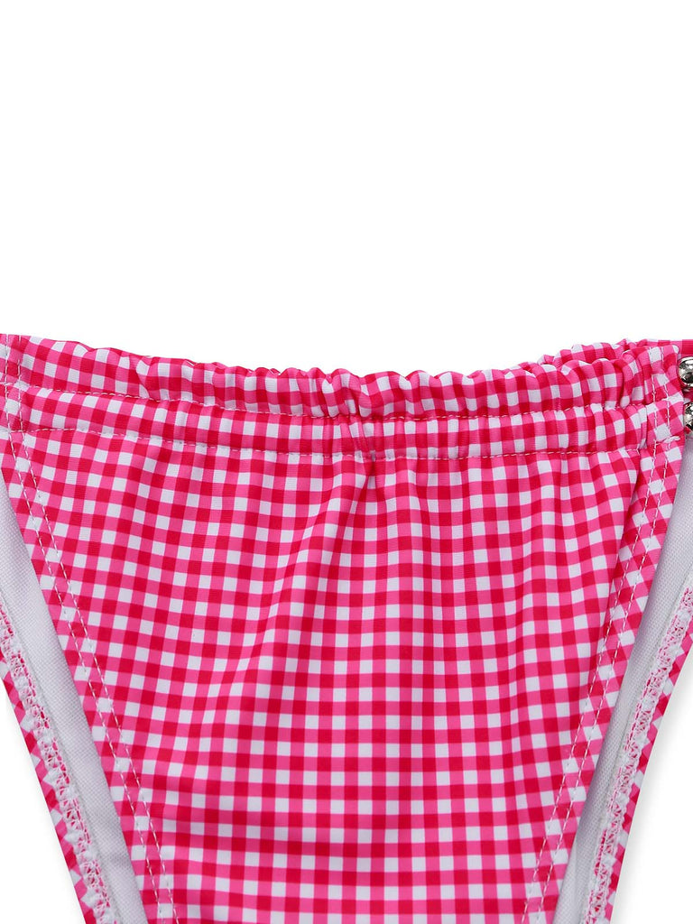 Peach Pink 1960s Plaid Bikini Set 4