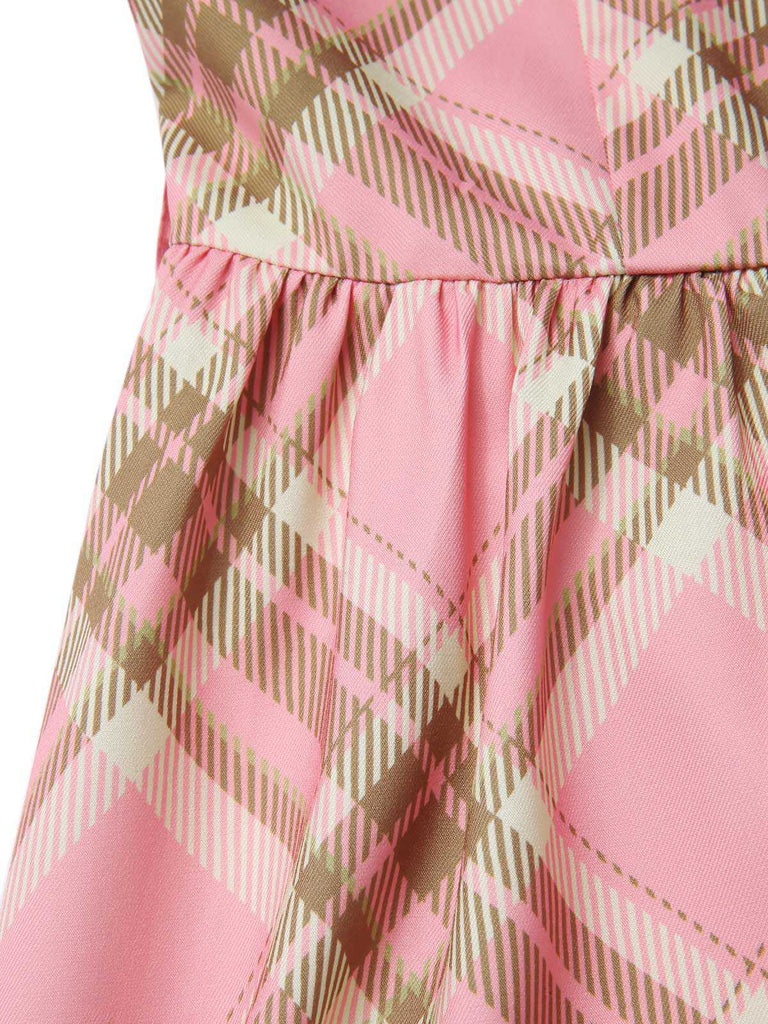 Pink 1950s Gingham Plaid Sleeveless Belted Dress - vintage dress, retro fashion, rockabilly