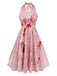 Pink 1950s Halloween Bloodstain Halter Dress — vintage elegance for the modern woman