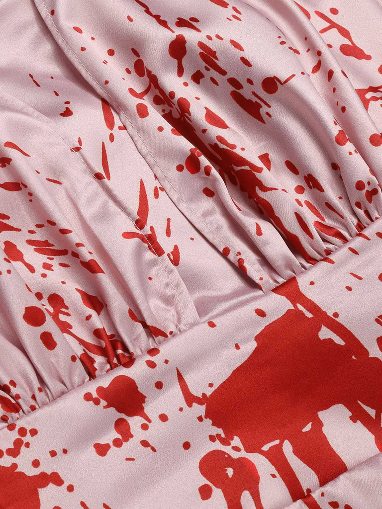 Pink 1950s Halloween Bloodstain Halter Dress: timeless style reimagined
