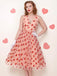 This Pink 1950s Halter Heart Mesh Dress wraps her in 1950s elegance, one twirl at a time
