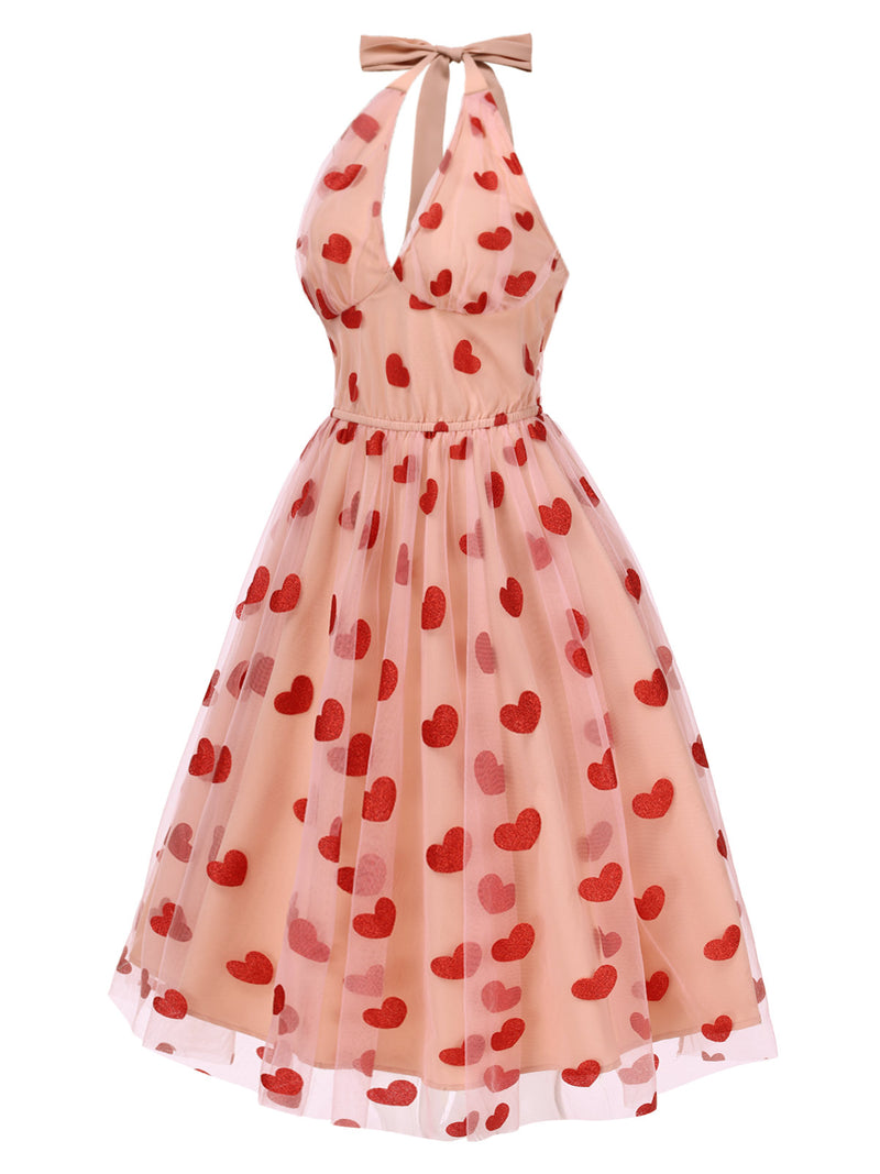dress hearts Retro Stage A-Line Sweetheart Neckline Bow Tie Back Valentine's Day colorgrp-47100 A dress for the Designed with a statement Color:As Photo-Burgundy