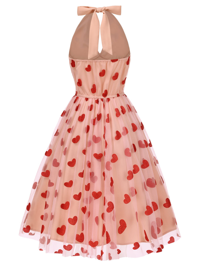 Pink 1950s Halter Heart Mesh Dress — a 1950s silhouette that turns sidewalks into runways