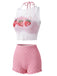 [Pre-Sale] Pale Pink 1950s Mesh Halter Swimsuit