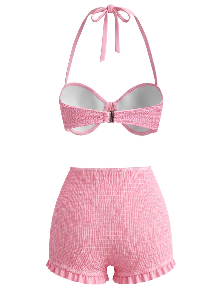 [Pre-Sale] Pale Pink 1950s Mesh Halter Swimsuit