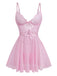 Pink 1950s Lace Spaghetti Strap Bow Nightgown - vintage nightgown, retro sleepwear