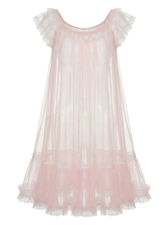 Pink 1950s Mesh Babydoll Lace Nightgown - vintage nightgown, retro sleepwear