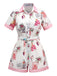 Pink 1950s Pineapple Flower Belted Lapel Romper - vintage jumpsuit, retro fashion