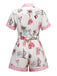 Pink 1950s Pineapple Flower Belted Lapel Romper - vintage jumpsuit, retro fashion