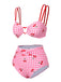 Pink 1950s Plaid & Cherry Strap Swimsuit, vintage swimsuit, pin-up swimwear - perfect for women who love vintage and retro fashion