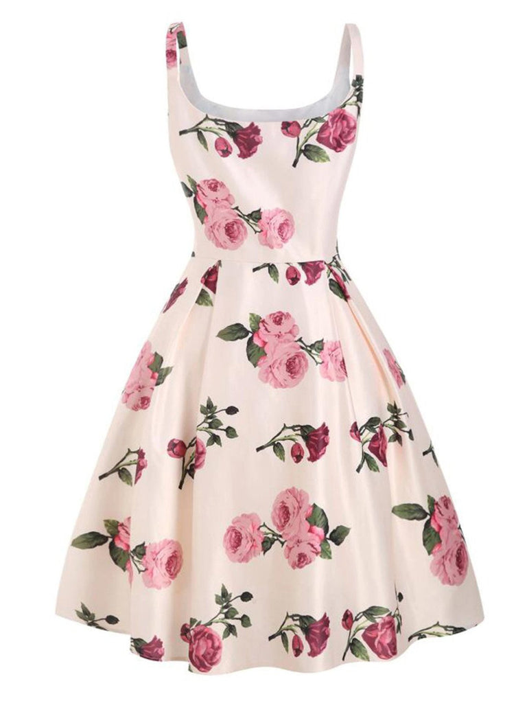 Pink 1950s Rose Floral Swing Dress: timeless style reimagined