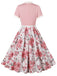 Pink 1950s Rose Patchwork Tie Collar Dress, vintage dress, retro fashion, rockabilly, pin-up fashion - perfect for women who love vintage and retro fashion