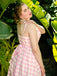 Pink 1950s Spaghetti Strap Plaid Swing Dress: where 1950s romance meets her modern spirit