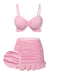 She's wearing Pink 1950s Spaghetti Strap Ruffle Solid Swimsuit and the whole beach remembers the 1950s