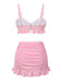 Pink 1950s Spaghetti Strap Ruffle Solid Swimsuit — because 1950s glamour never goes out of style